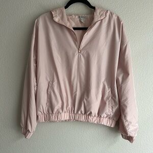 Athletic wear semi cropped half zip jacket in pink